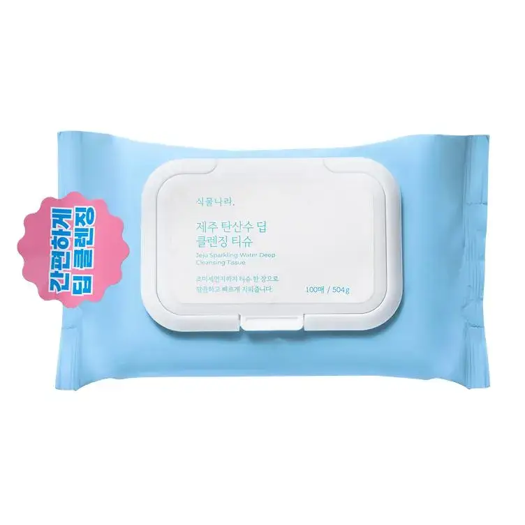 식물나라 제주 탄산수 딥 클렌징티슈 100매[단품/더블]